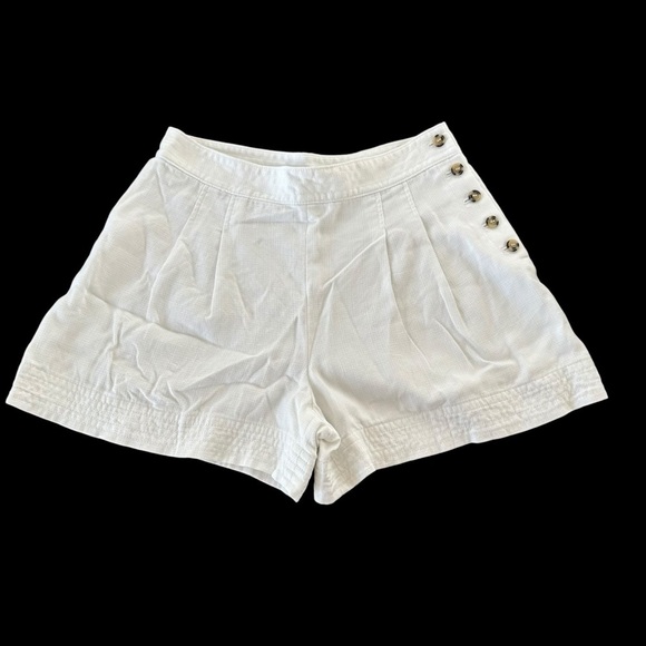 Club Monaco size 6 Lettee White Side Button High Rise Shorts Nautical Preppy - Picture 1 of 5